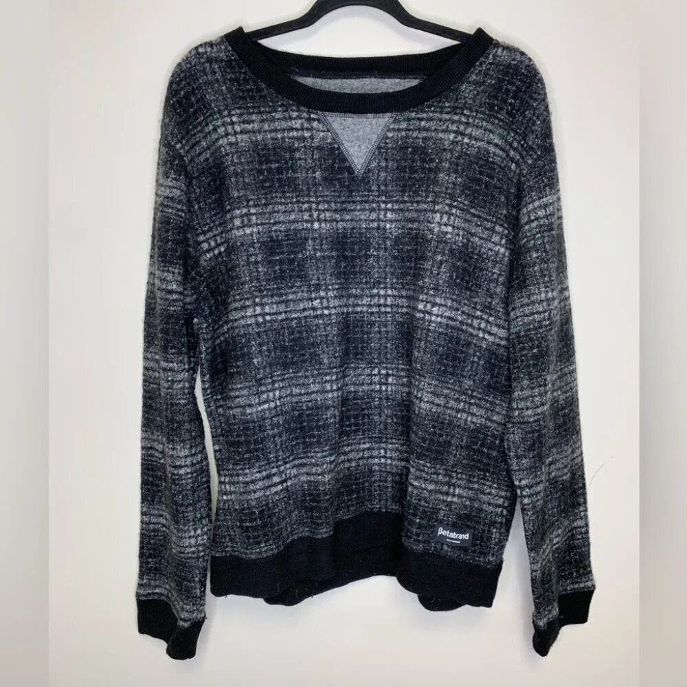 Betabrand Mens Plaid Wool Blend Academia Crewneck Size XL A019